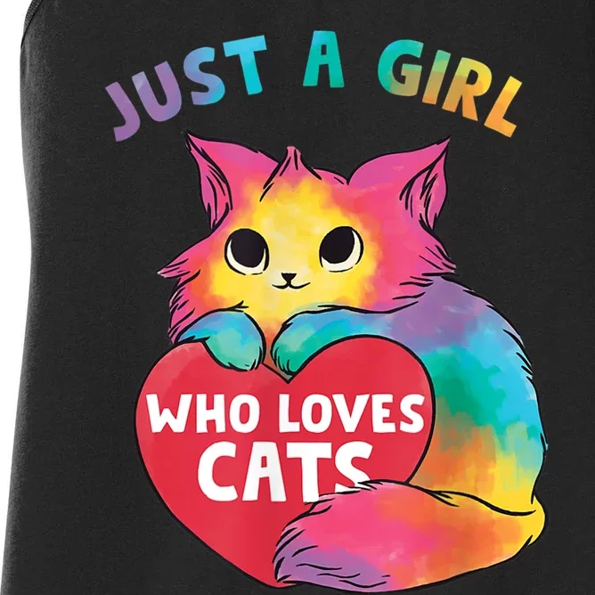 Just A Girl Who Loves Cats Cute Cat Lover Girl Women's Racerback Tank