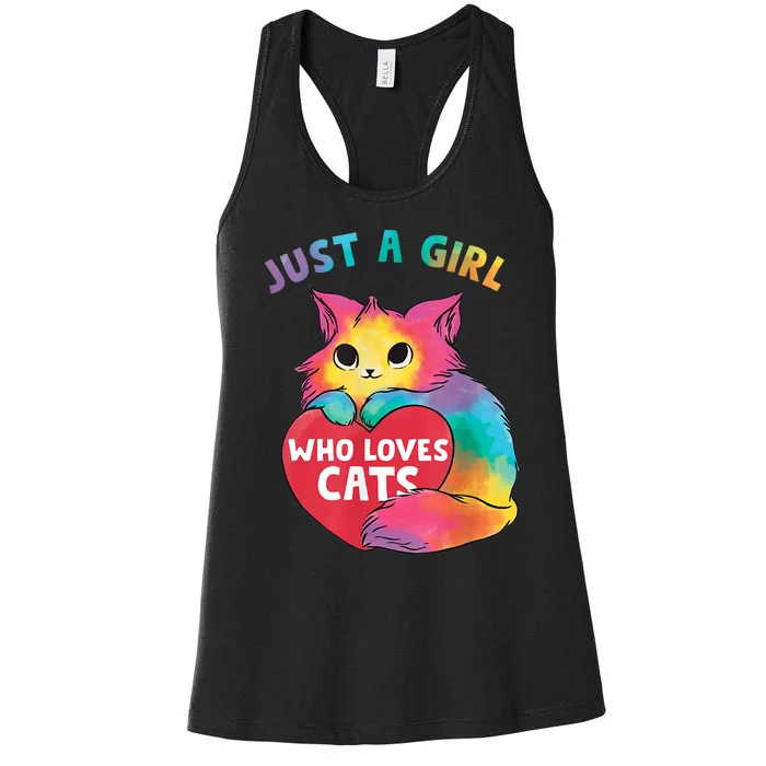 Just A Girl Who Loves Cats Cute Cat Lover Girl Women's Racerback Tank