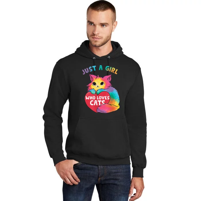 Just A Girl Who Loves Cats Cute Cat Lover Girl Tall Hoodie