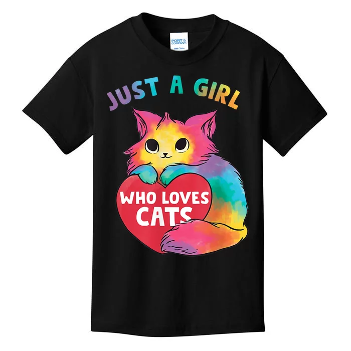 Just A Girl Who Loves Cats Cute Cat Lover Girl Kids T-Shirt