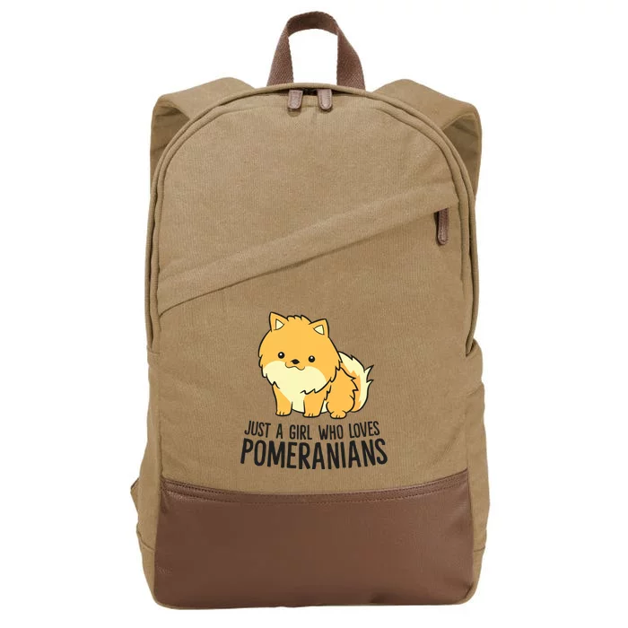 Just A Girl Who Loves Pomeranians Cute Pomeranian Dog Cotton Canvas Backpack