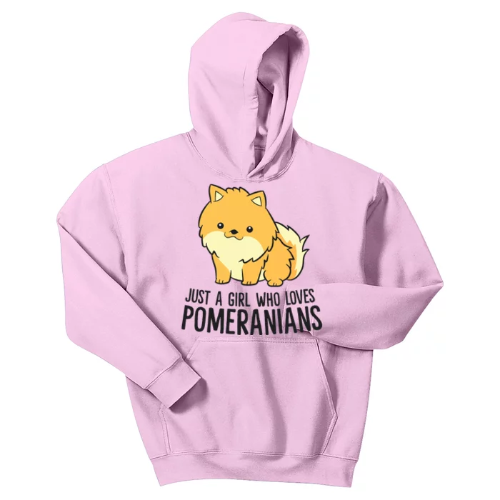 Just A Girl Who Loves Pomeranians Cute Pomeranian Dog Kids Hoodie