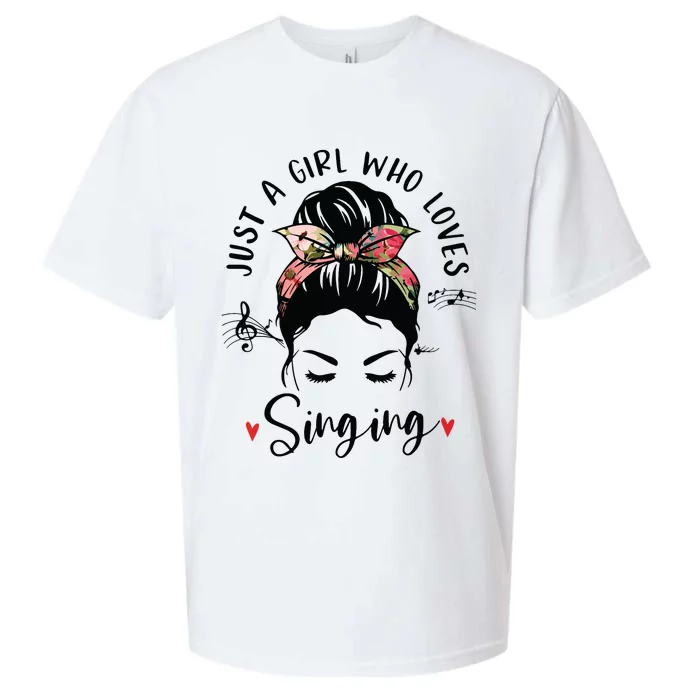 Just A Girl Who Loves Singing Hair Bun Gifts For Singer Sueded Cloud Jersey T-Shirt