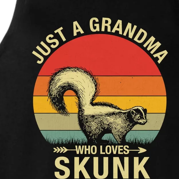 Just A Grandma Who Loves Skunk Funny Skunk Retro Ladies Tri-Blend Wicking Tank