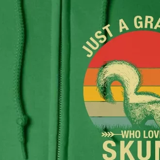 Just A Grandma Who Loves Skunk Funny Skunk Retro Full Zip Hoodie