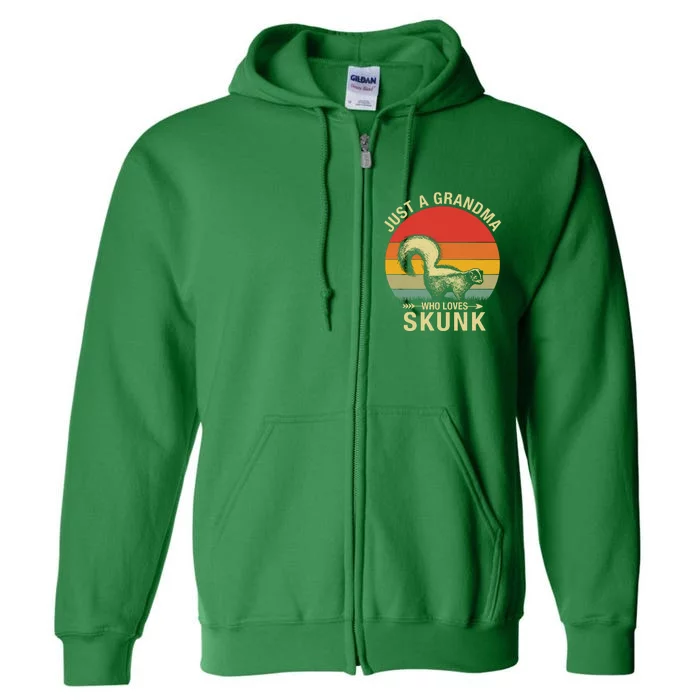 Just A Grandma Who Loves Skunk Funny Skunk Retro Full Zip Hoodie