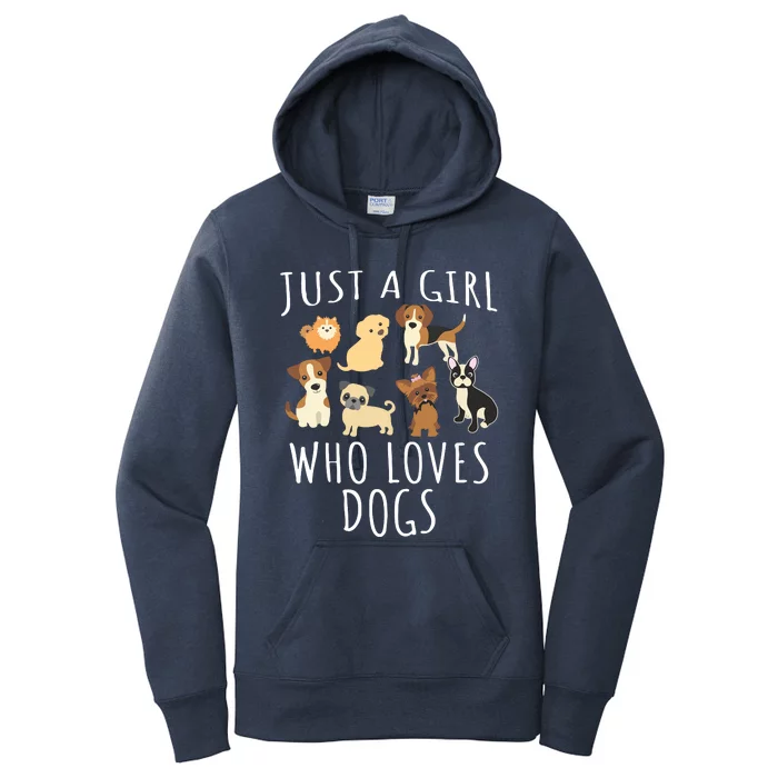 Just A Girl Who Loves Dogs Funny Puppy Women's Pullover Hoodie