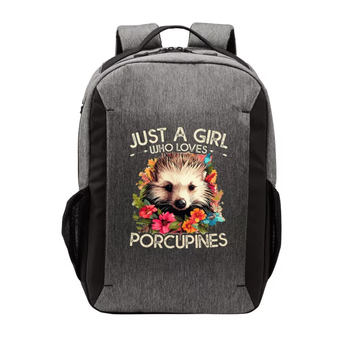 Just A Girl Who Loves Porcupines Floral Design Vector Backpack