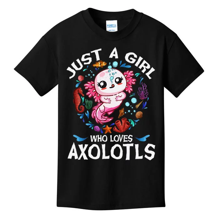 Just A Girl Who Loves Axolotls Cute Axolotl Kids T-Shirt