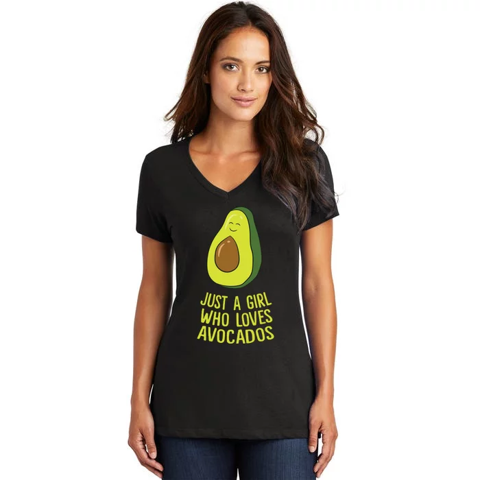 Just A Girl Who Loves Avocados Cute Avocado Women's V-Neck T-Shirt