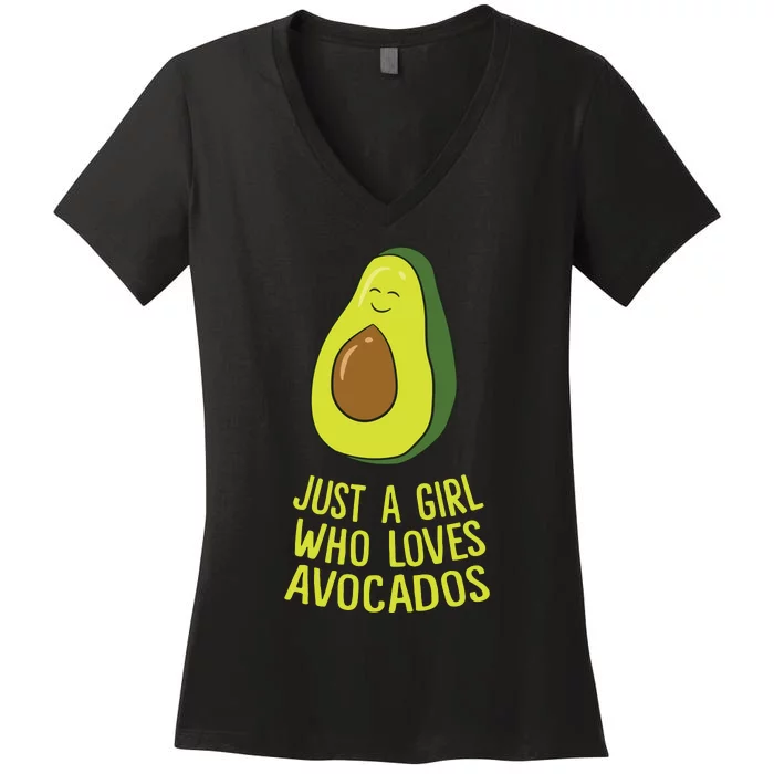 Just A Girl Who Loves Avocados Cute Avocado Women's V-Neck T-Shirt