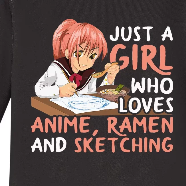 Just A Girl Who Loves Anime Ramen And Sketching Japan Baby Long Sleeve Bodysuit