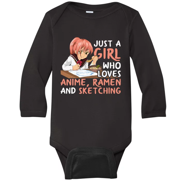 Just A Girl Who Loves Anime Ramen And Sketching Japan Baby Long Sleeve Bodysuit