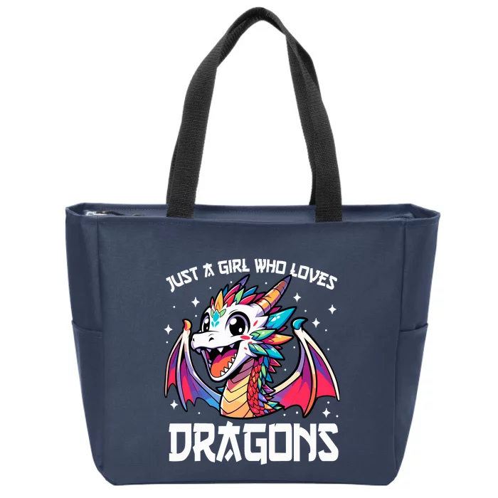 Just A Girl Who Loves Dragons Anime Lover Girl Zip Tote Bag