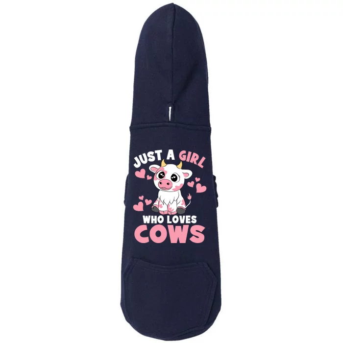 Just A Girl Who Loves Cows Cute Cow Lover Cow Print Doggie 3-End Fleece Hoodie