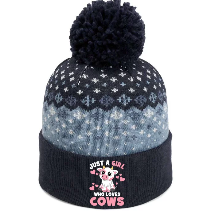 Just A Girl Who Loves Cows Cute Cow Lover Cow Print The Baniff Cuffed Pom Beanie