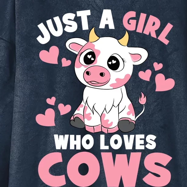 Just A Girl Who Loves Cows Cute Cow Lover Cow Print Hooded Wearable Blanket