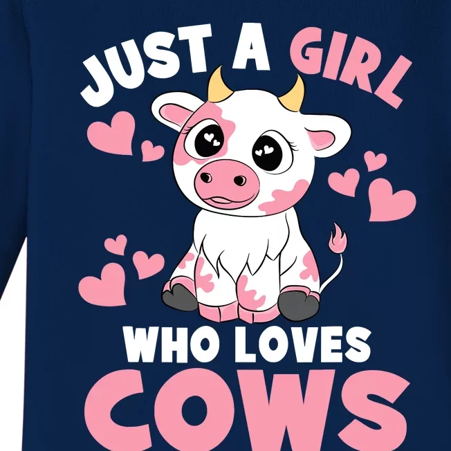 Just A Girl Who Loves Cows Cute Cow Lover Cow Print Baby Long Sleeve Bodysuit