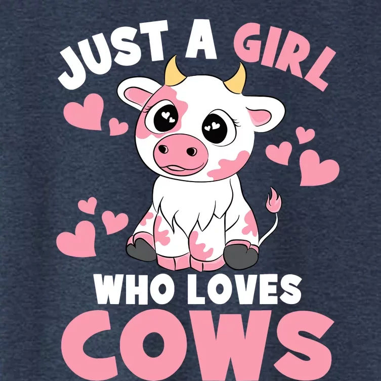 Just A Girl Who Loves Cows Cute Cow Lover Cow Print Women's Crop Top Tee