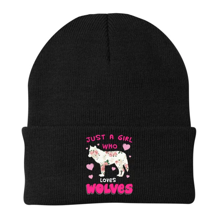 Just A Girl Who Loves Wolves Funny Wolf Doglike Lover Outfit Knit Cap Winter Beanie