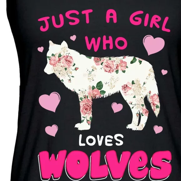 Just A Girl Who Loves Wolves Funny Wolf Doglike Lover Outfit Ladies Essential Flowy Tank