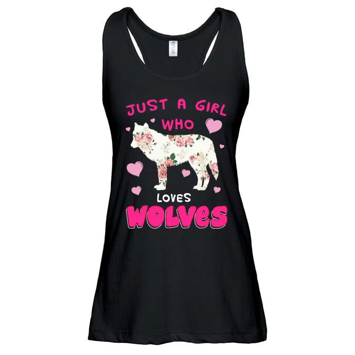 Just A Girl Who Loves Wolves Funny Wolf Doglike Lover Outfit Ladies Essential Flowy Tank