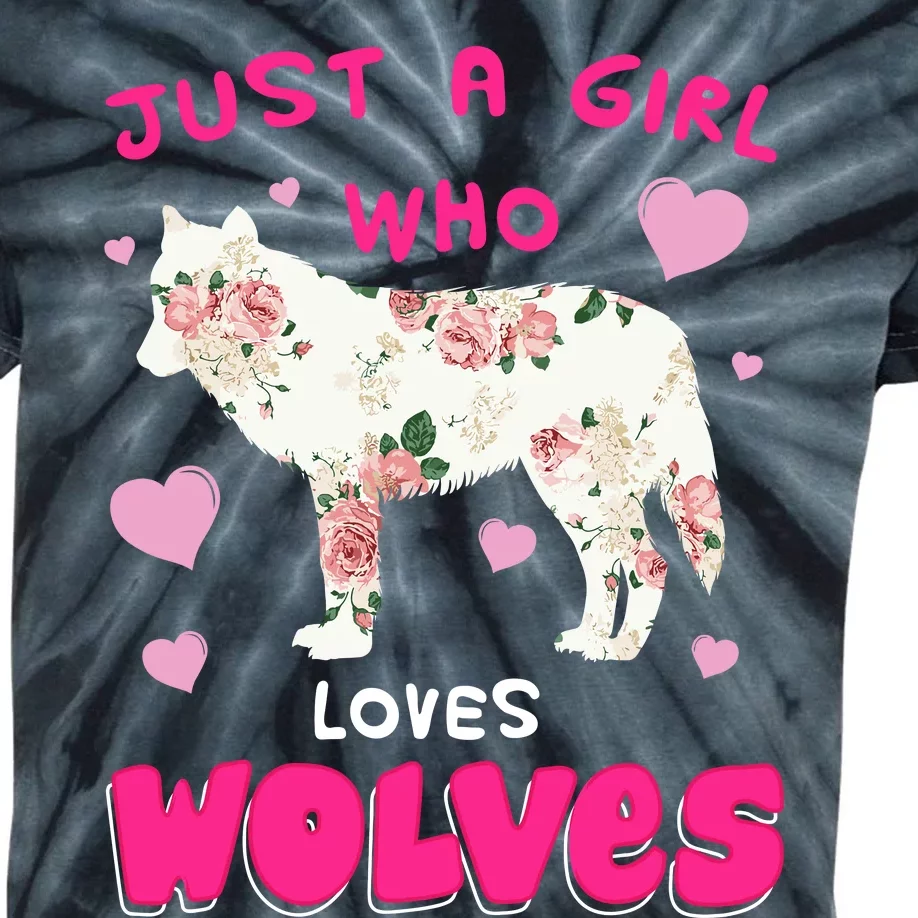 Just A Girl Who Loves Wolves Funny Wolf Doglike Lover Outfit Kids Tie-Dye T-Shirt