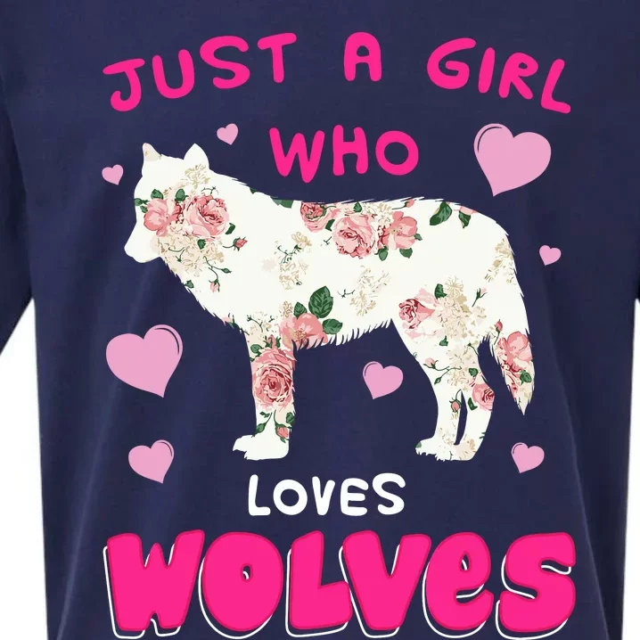 Just A Girl Who Loves Wolves Funny Wolf Doglike Lover Outfit Sueded Cloud Jersey T-Shirt