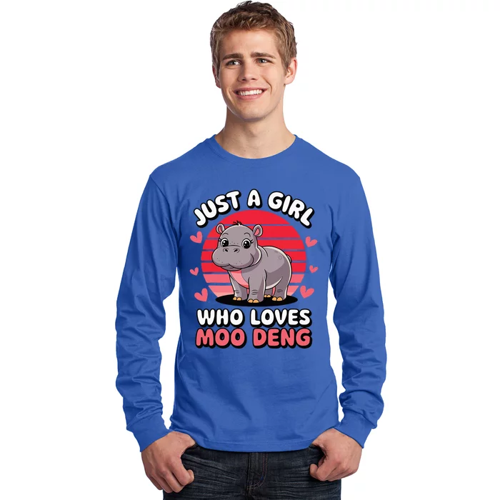 Just A Girl Who Loves Moo Deng Cute Baby Hippo Long Sleeve Shirt