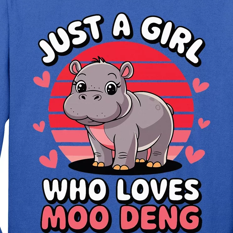 Just A Girl Who Loves Moo Deng Cute Baby Hippo Long Sleeve Shirt