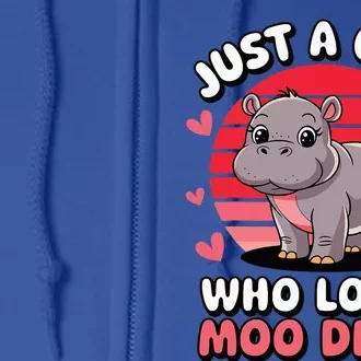 Just A Girl Who Loves Moo Deng Cute Baby Hippo Full Zip Hoodie