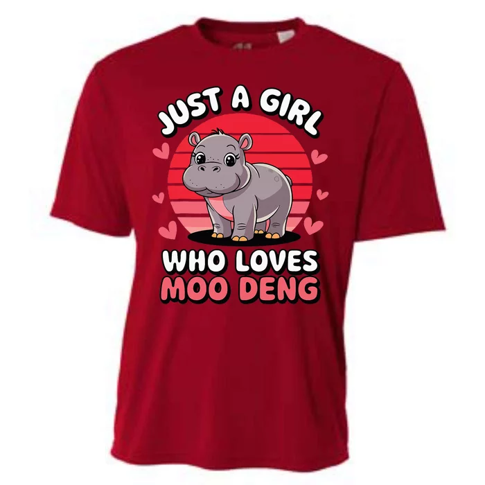 Just A Girl Who Loves Moo Deng Cute Baby Hippo Cooling Performance Crew T-Shirt