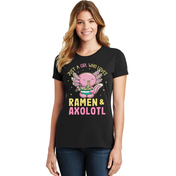 Just A Girl Who Love Ramen And Axolotl Kawaii Anime Japanese Women's T-Shirt