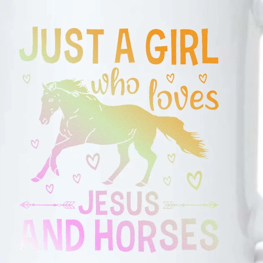 Just A Girl Who Loves Jesus And Horses Black Color Changing Mug