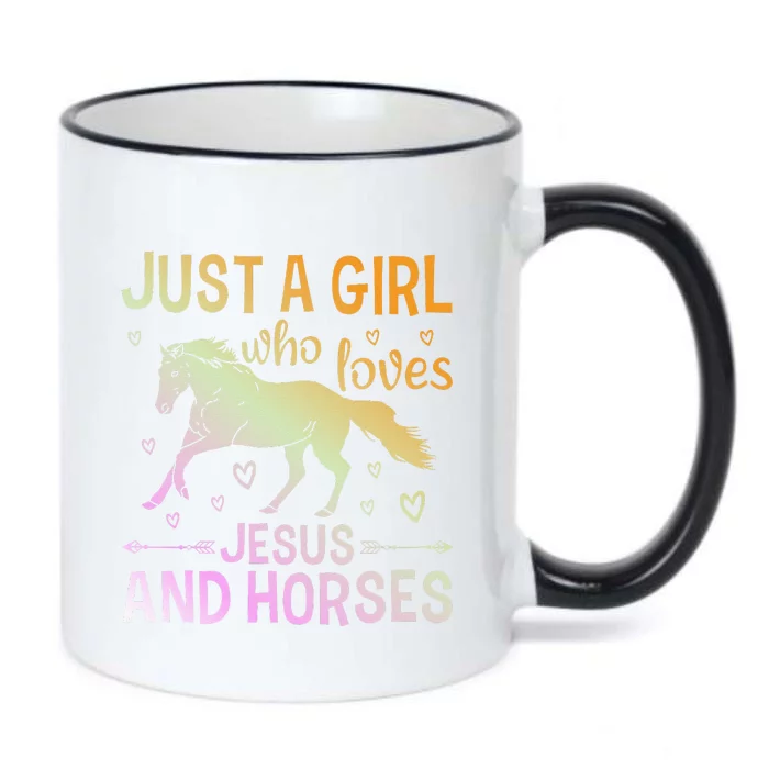 Just A Girl Who Loves Jesus And Horses Black Color Changing Mug