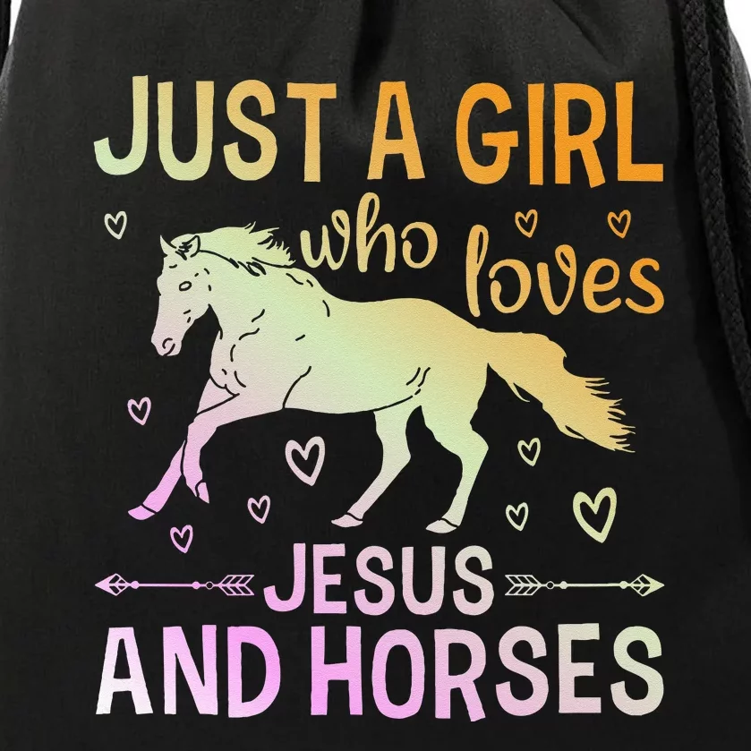 Just A Girl Who Loves Jesus And Horses Drawstring Bag