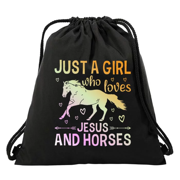 Just A Girl Who Loves Jesus And Horses Drawstring Bag