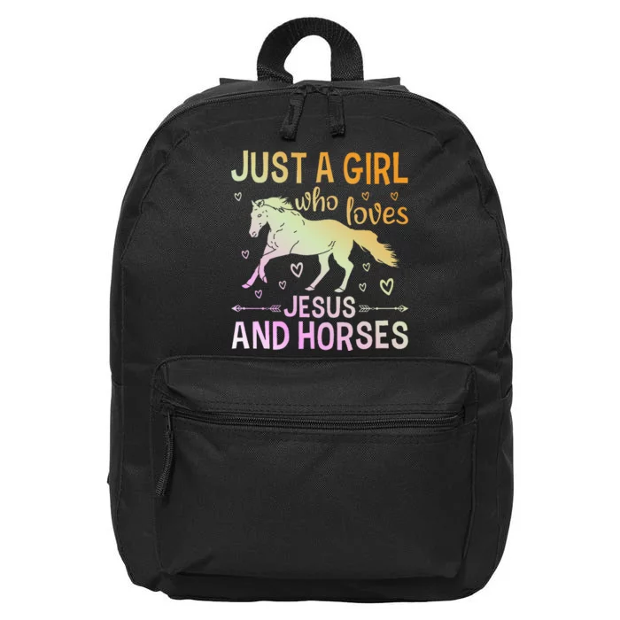 Just A Girl Who Loves Jesus And Horses 16 in Basic Backpack