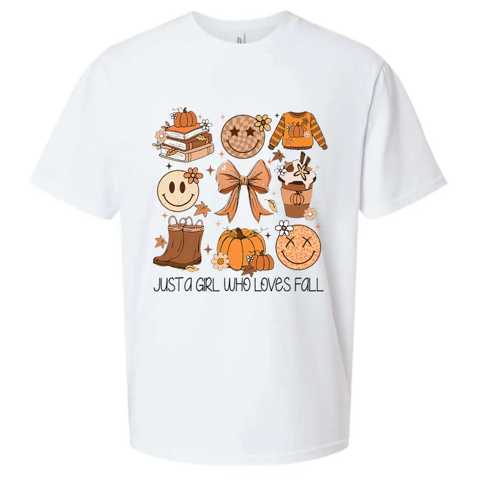 Just A Girl Who Loves Fall Pumpkin Spice Leaves Autumn Sueded Cloud Jersey T-Shirt