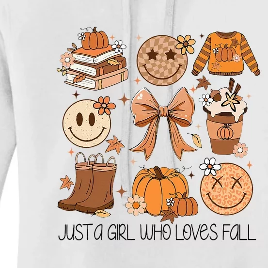 Just A Girl Who Loves Fall Pumpkin Spice Leaves Autumn Women's Pullover Hoodie