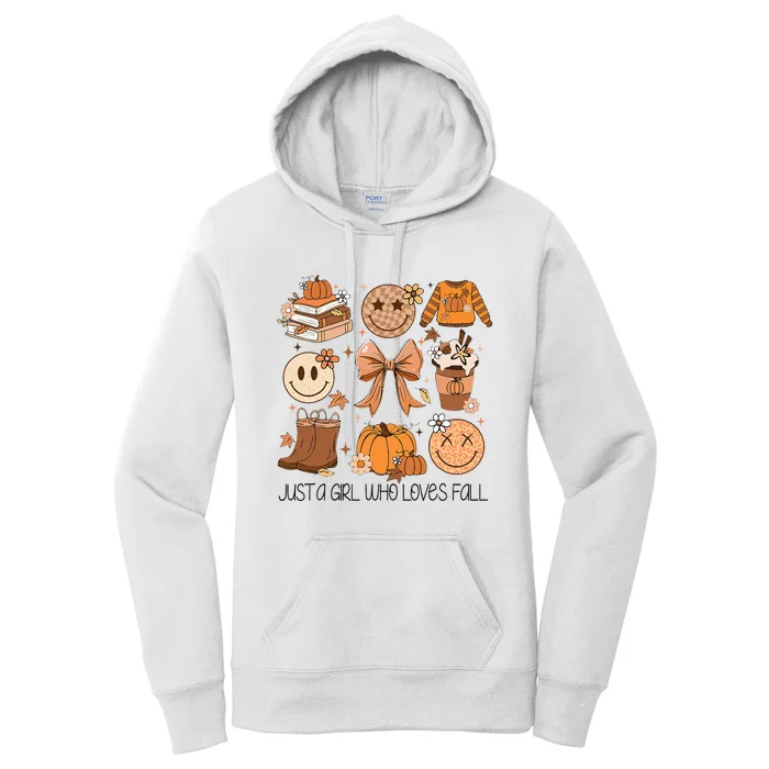 Just A Girl Who Loves Fall Pumpkin Spice Leaves Autumn Women's Pullover Hoodie