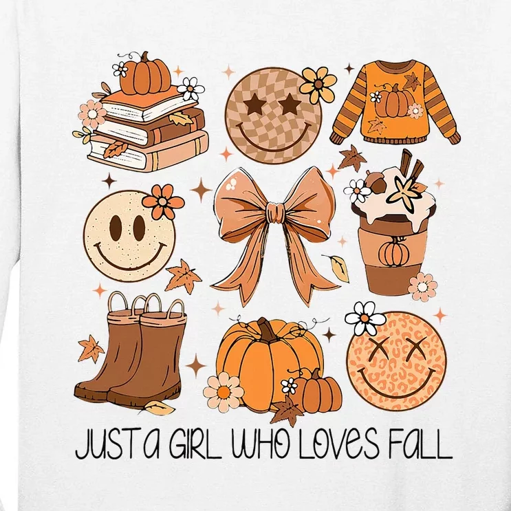 Just A Girl Who Loves Fall Pumpkin Spice Leaves Autumn Tall Long Sleeve T-Shirt