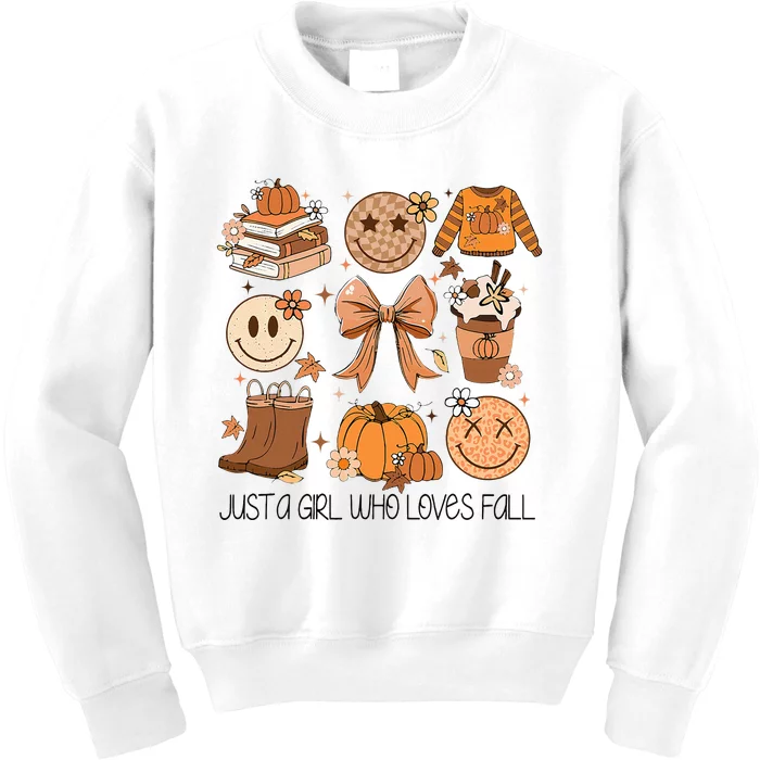 Just A Girl Who Loves Fall Pumpkin Spice Leaves Autumn Kids Sweatshirt