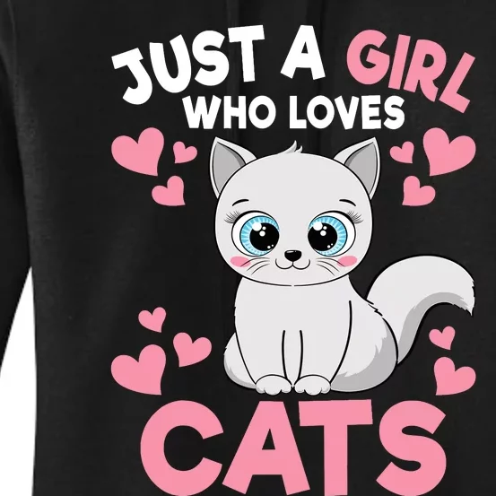 Just A Girl Who Loves Cats Cute Cat Lover Girl Women's Pullover Hoodie