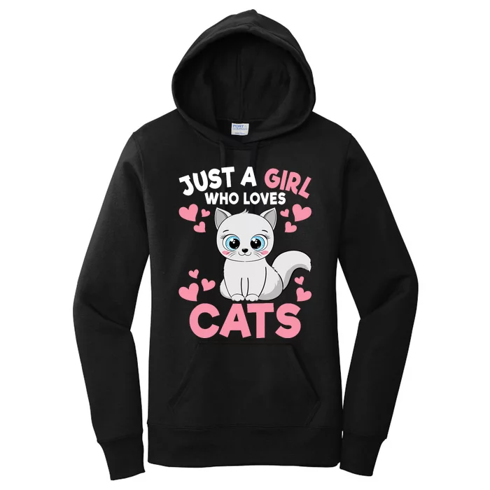 Just A Girl Who Loves Cats Cute Cat Lover Girl Women's Pullover Hoodie