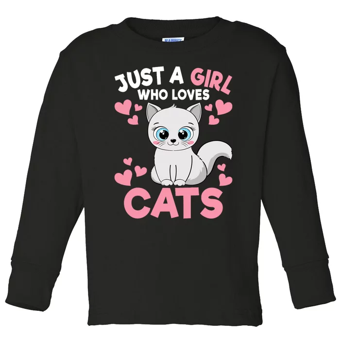 Just A Girl Who Loves Cats Cute Cat Lover Girl Toddler Long Sleeve Shirt