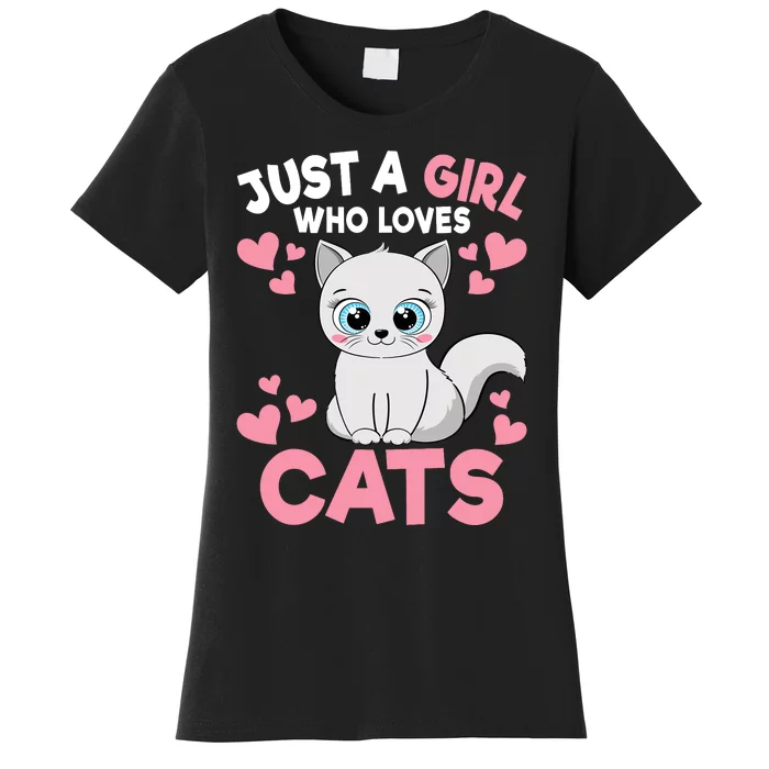 Just A Girl Who Loves Cats Cute Cat Lover Girl Women's T-Shirt