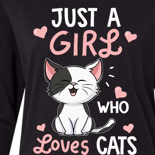 Just A Girl Who Loves Cats Cute Cat Lover Gifts Womens Cotton Relaxed Long Sleeve T-Shirt