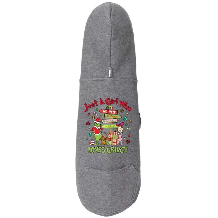 Just A Girl Who Loves Grinchmas Merry Christmas Doggie 3-End Fleece Hoodie