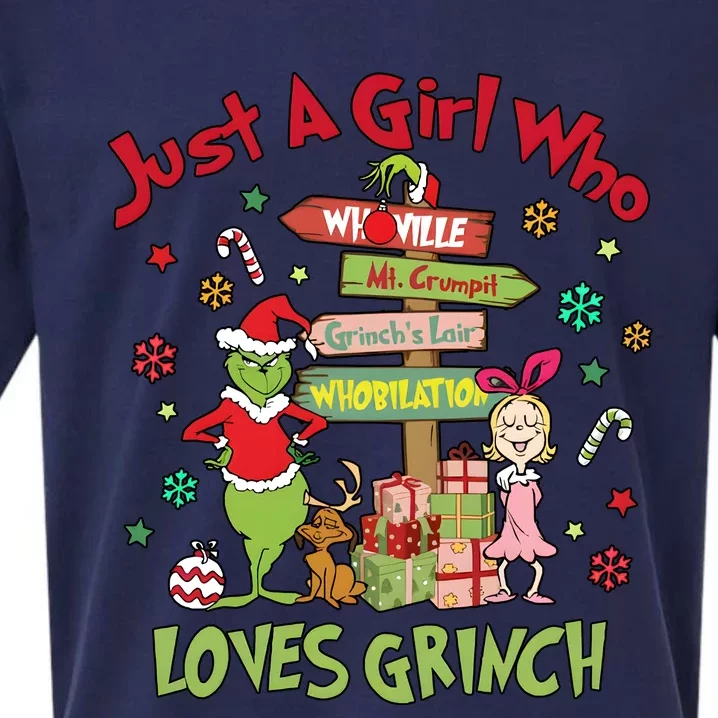 Just A Girl Who Loves Grinchmas Merry Christmas Sueded Cloud Jersey T-Shirt